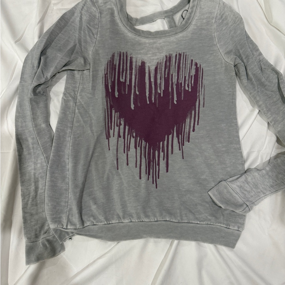 Chaser Gray Tee with Purple Heart Design and Open Back